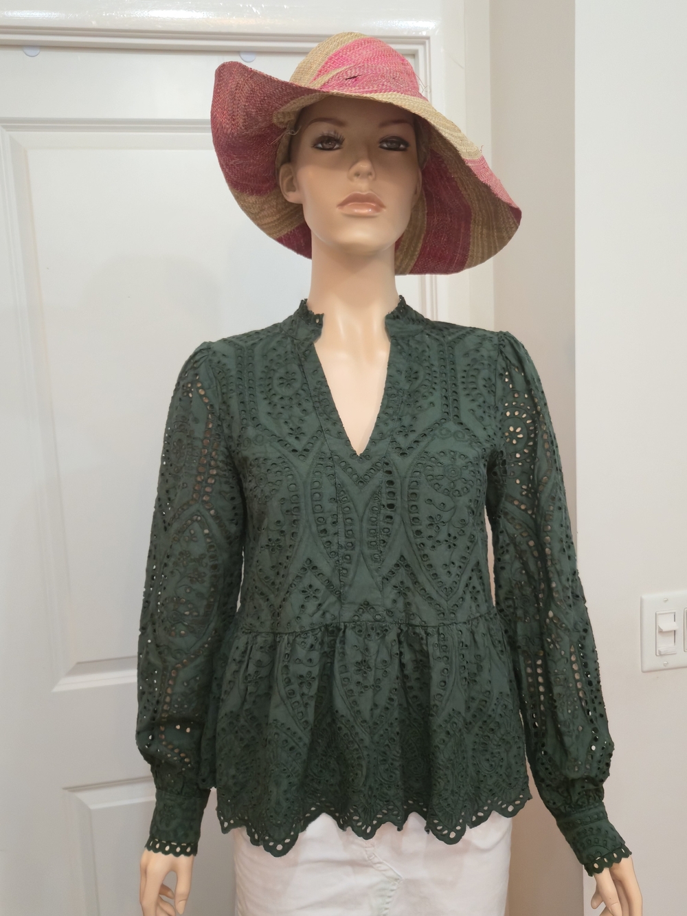 Y.A.S Paisley Eyelet Blouse Green Small Like New